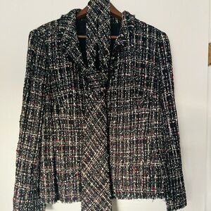 Classic Chanel Tweed Jacket with Tie Size 42